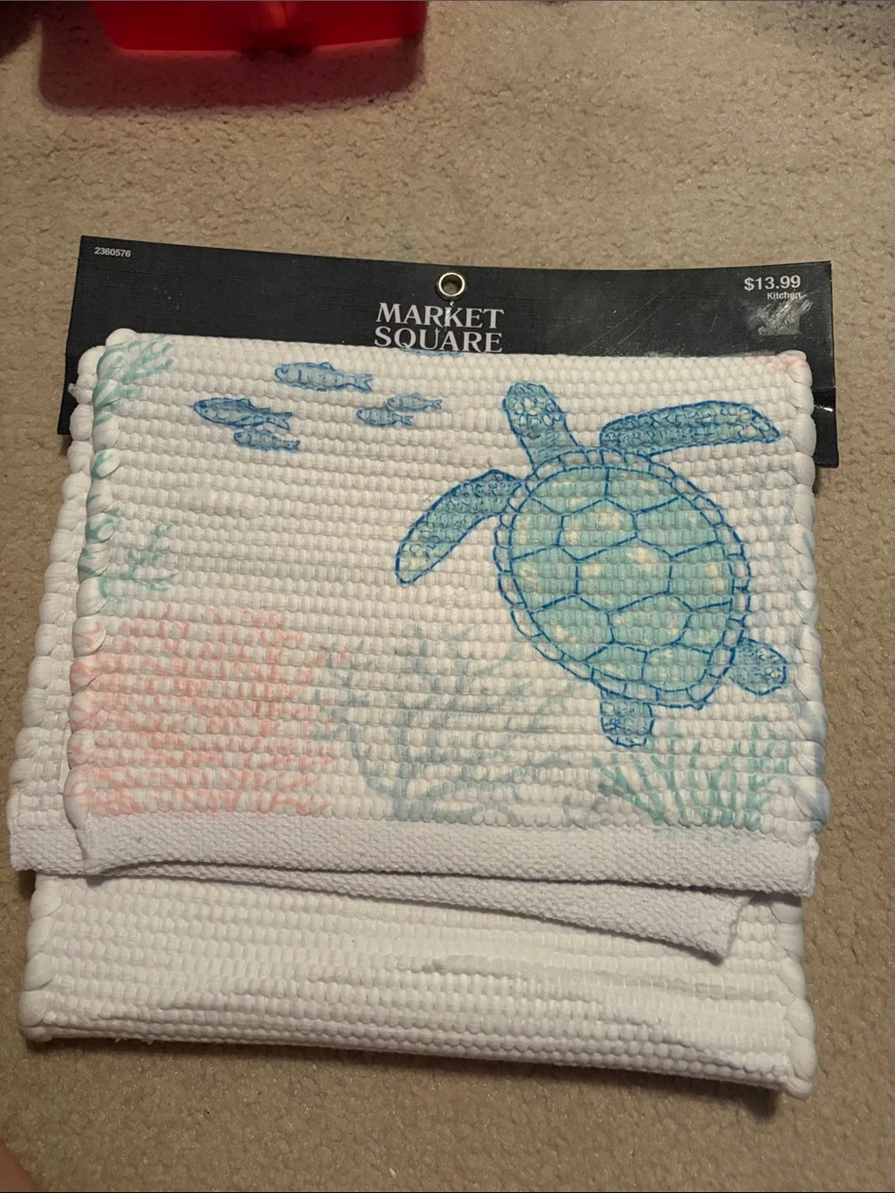 NWT Table runner Blue Turtle Embroidery
